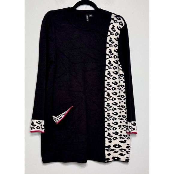 ETHYL Leopardcore Maximalist Tunic Sweater Large Indie Sleaze Mod Rocker Chic - Picture 1 of 6
